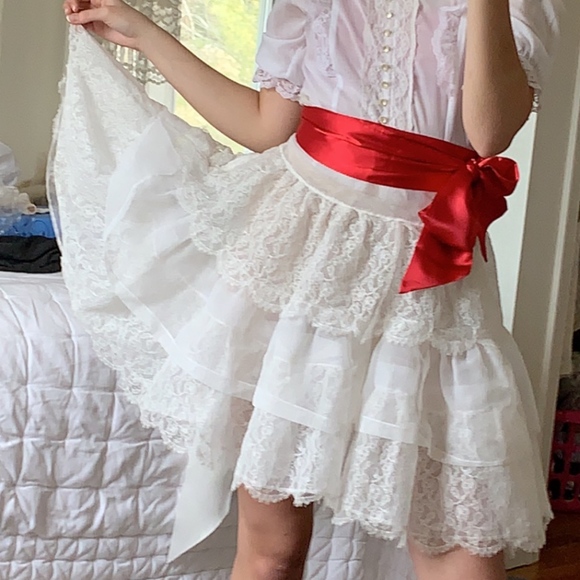 Vintage 1950's Sheer Lace Ruffle Tiered Skirt - Picture 6 of 7